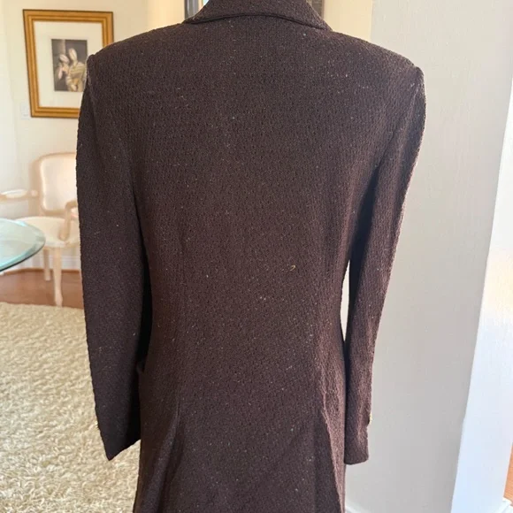 St John Collection Vintage Tweed Brown Speckle Knit Double Breasted Pea Coat 10 - Picture 3 of 10